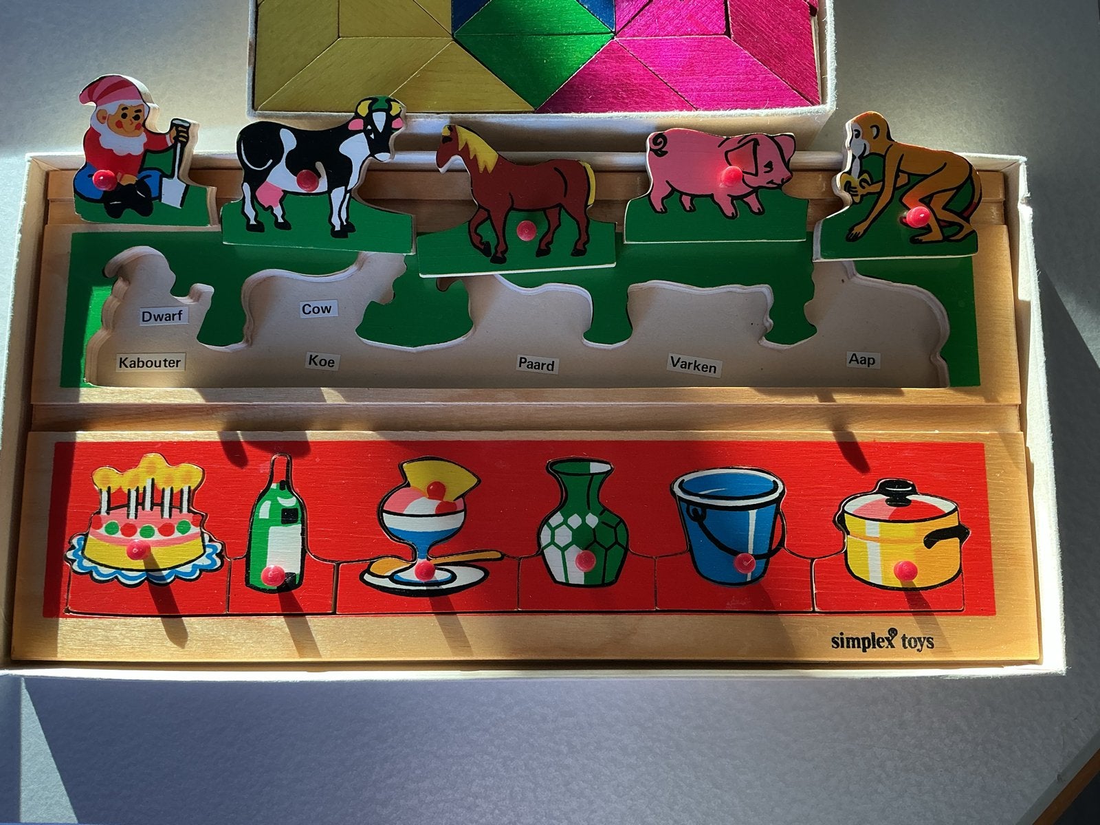 Vintage SIO Mosaic & Simplex Toys Houten Speelbord, Verzenden, Gebruikt, Overige typen