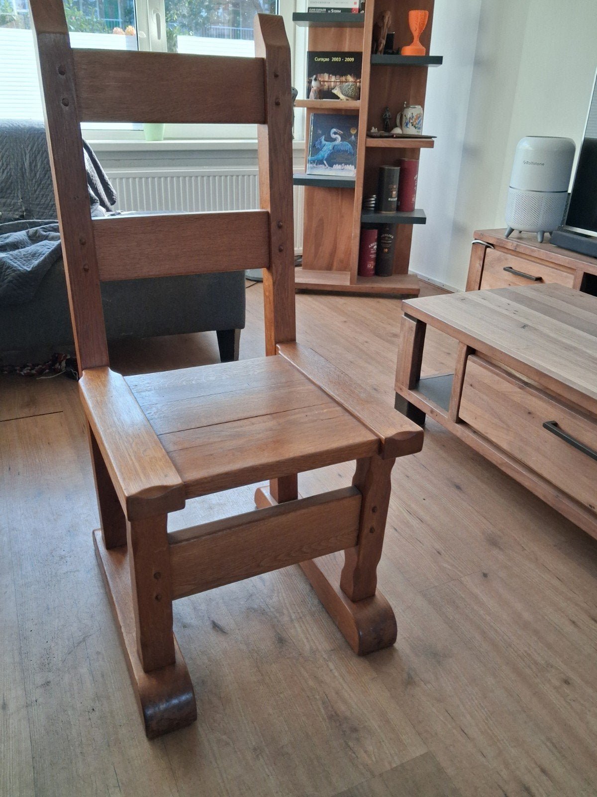 Massief eiken stoelen, Ophalen, Bruin, Hout, Twee