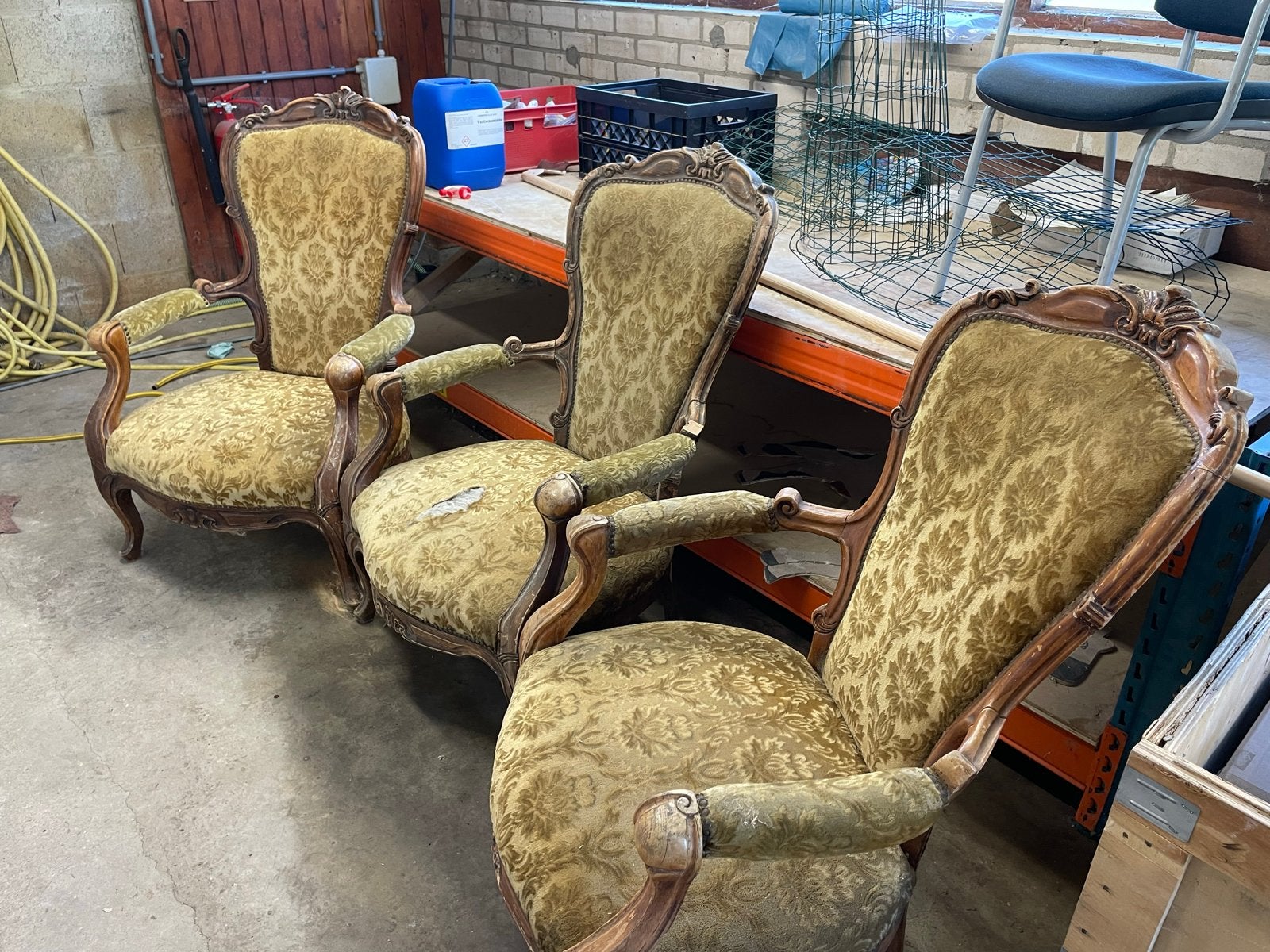 Set van 3 antieke fauteuils - Barokstijl, Ophalen