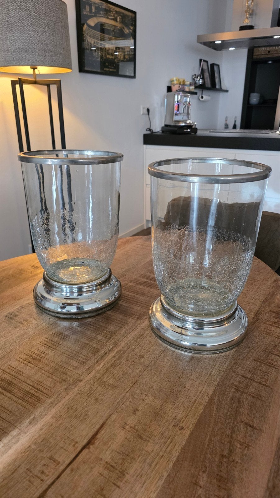 2 super mooie windlichten, Huis en Inrichting, Ophalen, Zo goed als nieuw, Glas, Landelijk