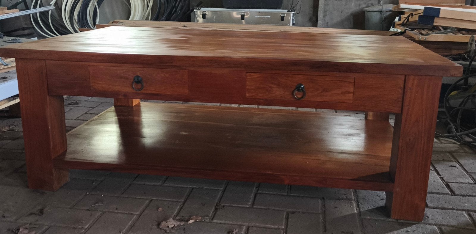 Teakhouten salontafel, Ophalen, Gebruikt, 100 tot 150 cm, Teakhout