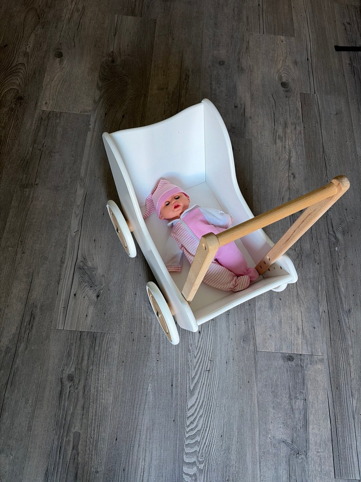 Houten poppenwagen / loopwagen, Ophalen, Gebruikt, Babypop