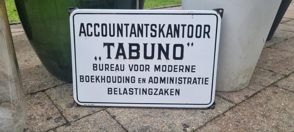 Antiek emaille bord accountant reclamebord naambord, Ophalen of Verzenden, Gebruikt, Reclamebord