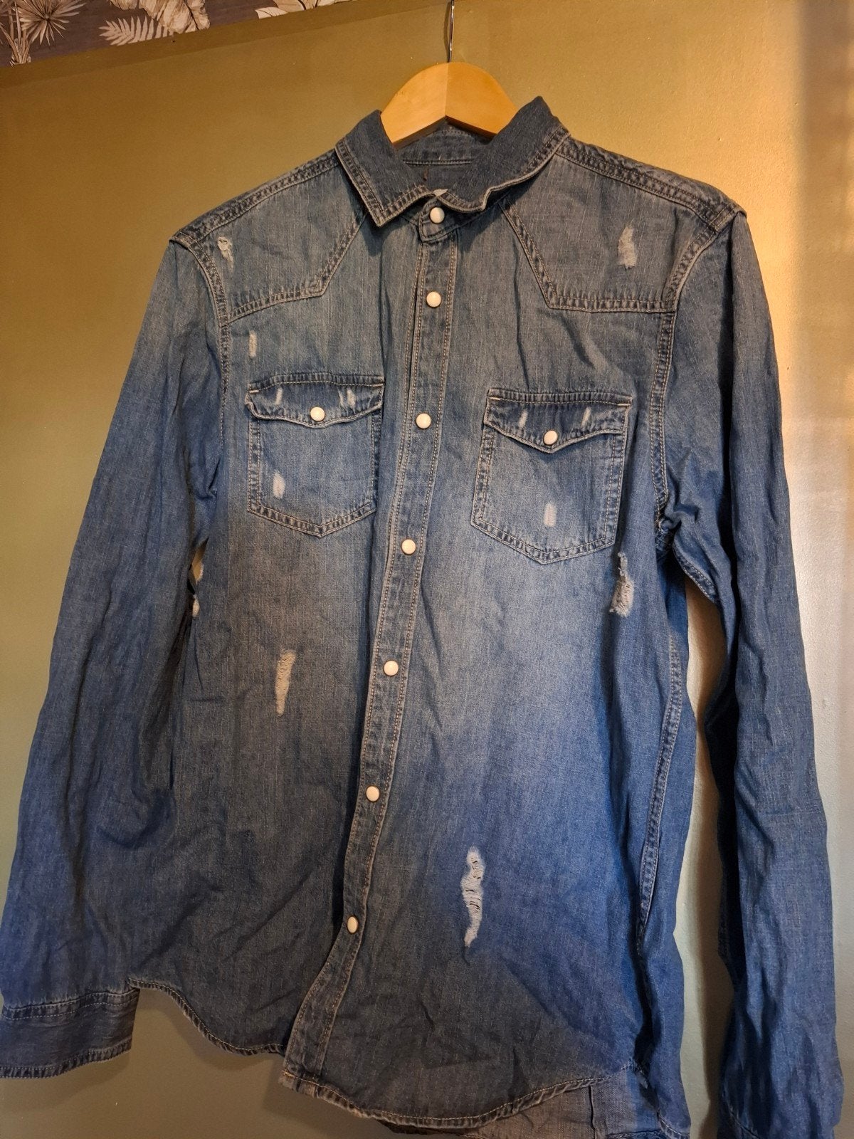 Dames blouse Terranova Denim spijkeroverhemd maat L, Blauw, Halswijdte 41/42 (L), Gedragen, Terranova Denim