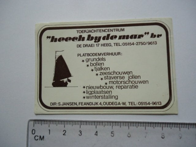 sticker oud OUDEGA Heech bij de mar s jansen schip boot, Verzamelen, Stickers, Zo goed als nieuw, Bedrijf of Vereniging, Verzenden