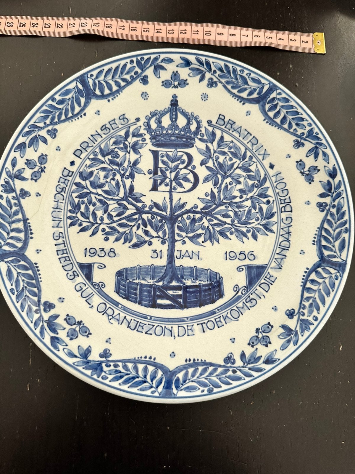 Delfts Blauw Herdenkingsbord Prinses Beatrix 1938-1956, Ophalen of Verzenden