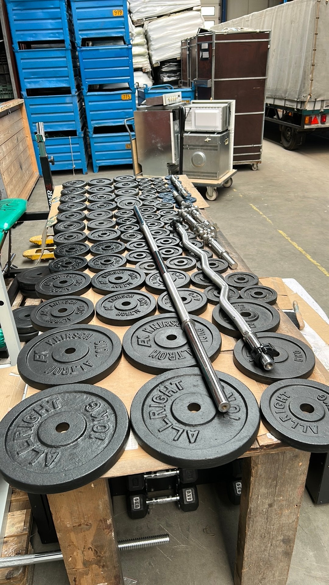 Mooie halter set met veel schijven totaal 220kg, Ophalen, Zo goed als nieuw