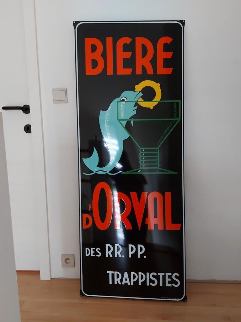 Orval emaille, Verzamelen, Ophalen, Zo goed als nieuw, Reclamebord