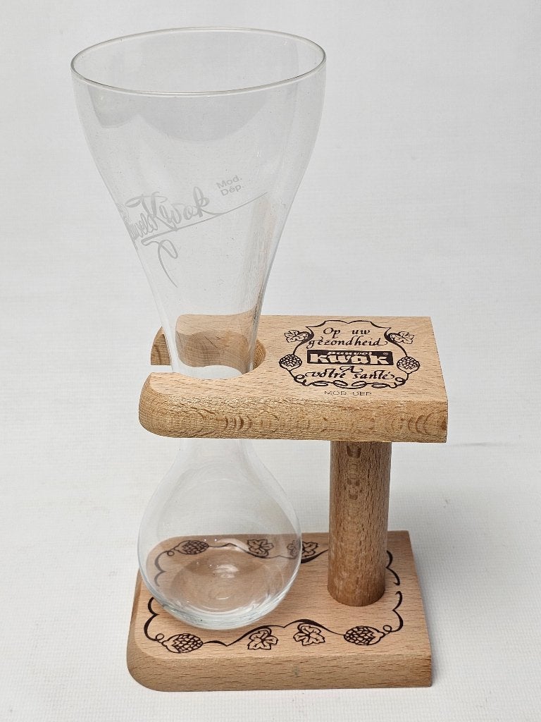 # Kwak Bierglas met Houten Standaard, Verzamelen, Ophalen of Verzenden, Gebruikt, Bierglas