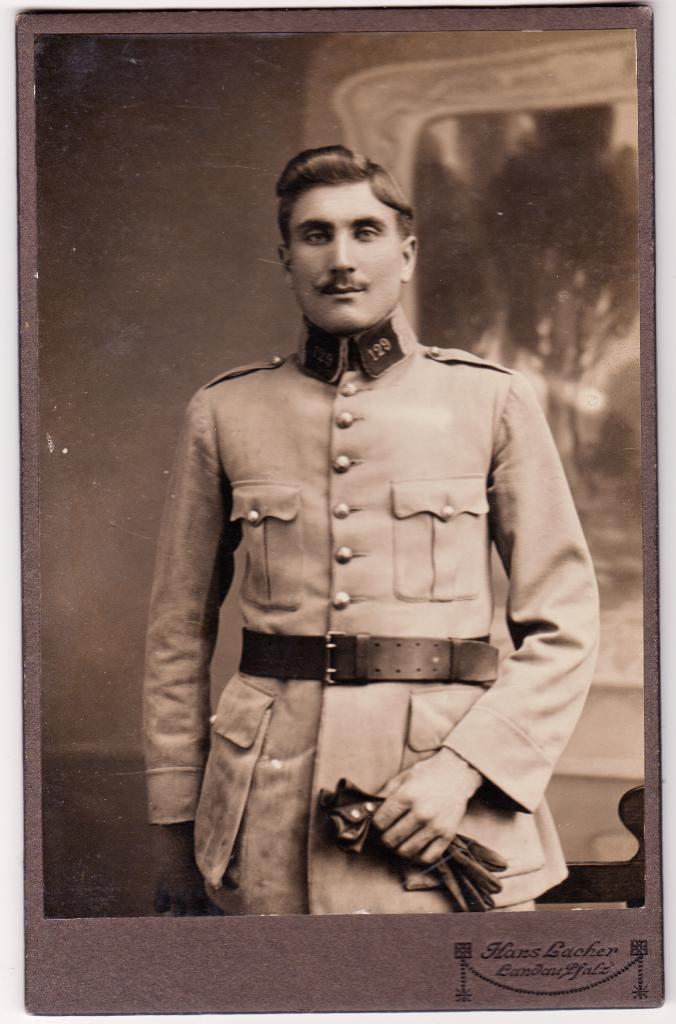 Antieke Cabinet Card Franse Soldaat  Bezetting Landau/Pfalz, Verzamelen, Militaria | Algemeen, Verzenden, Landmacht, Overige gebieden
