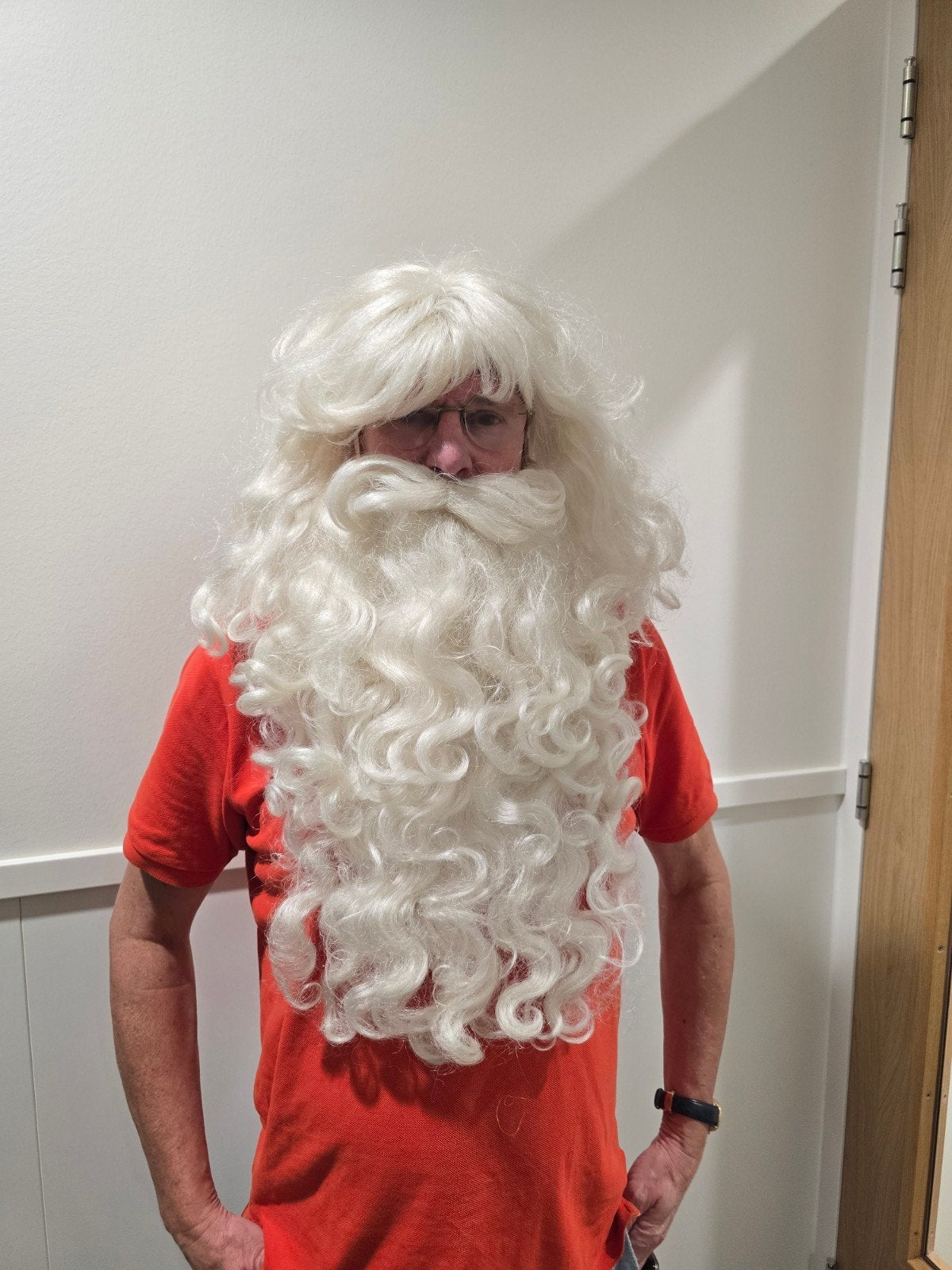 Sinterklaas/Kerstman pruik en baard set, Gebruikt, Overige typen, Ophalen of Verzenden, Overige merken