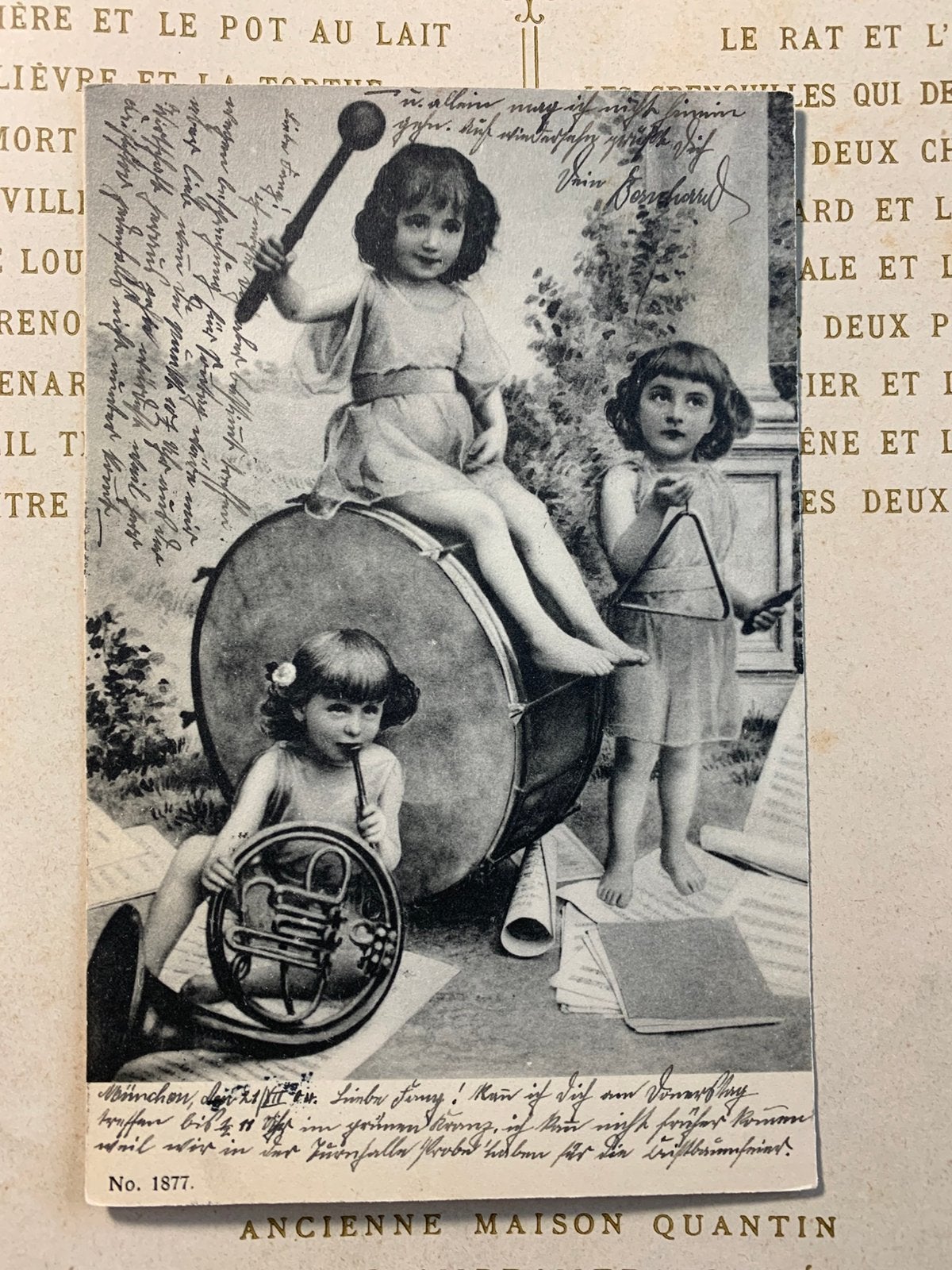 21-12-1904 Meisjes met triangel, trommel en hoorn (SL), Ophalen of Verzenden, Voor 1920, Gelopen, Kinderen