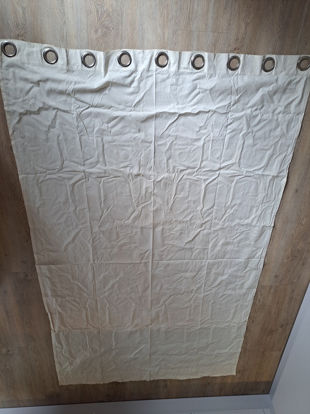 1 grote baan gordijn met ringen., Gebruikt, 234 cm, Ophalen of Verzenden, Gordijn