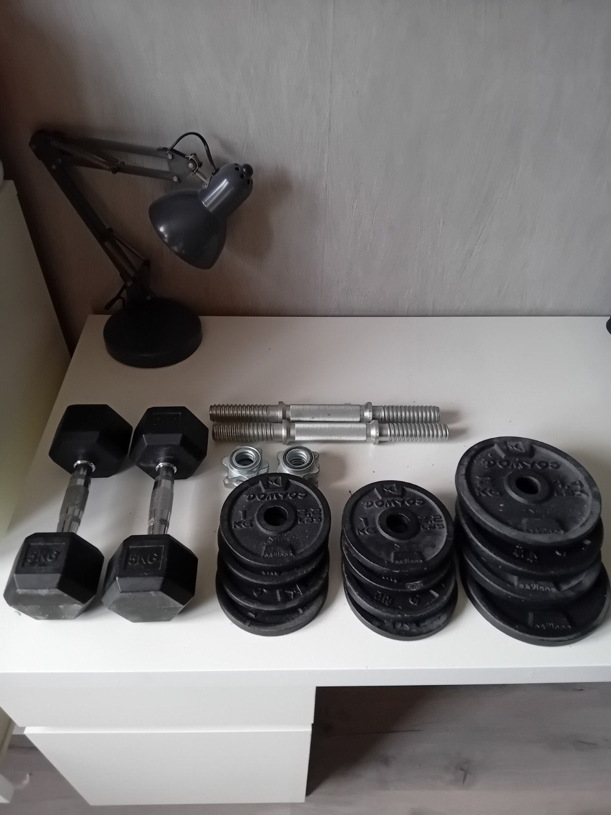 Dumbbellset met gewichten van Domyos en 5kg dumbbells, Sport en Fitness, Ophalen, Dumbbell