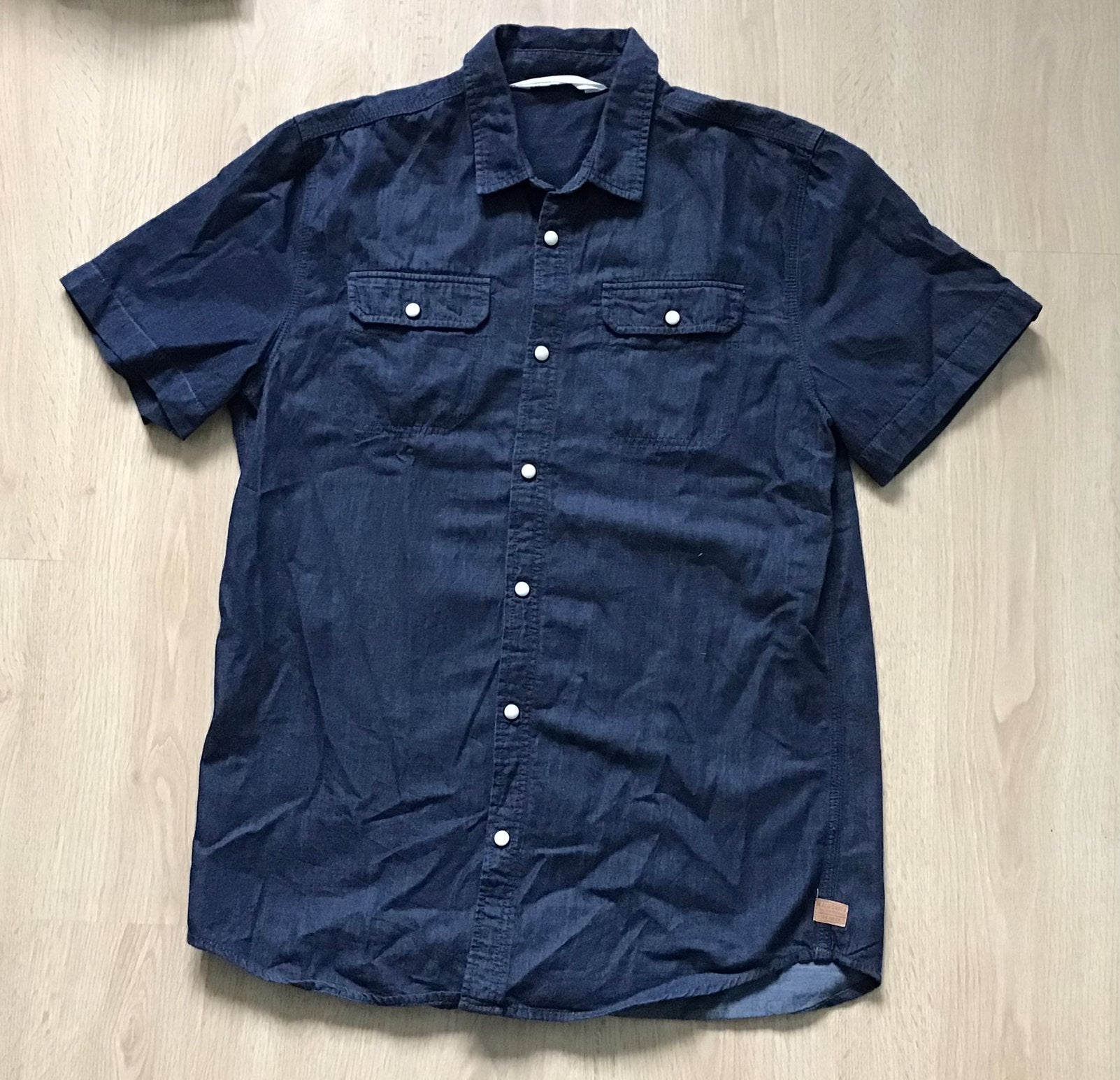 Denim blouse korte mouw H&M maat 170, Kinderen en Baby's, Kinderkleding | Maat 170, H&M, Overhemd of Blouse, Ophalen of Verzenden