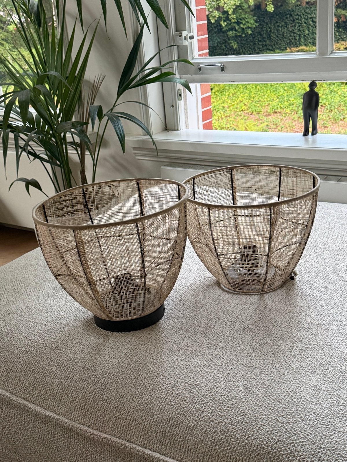 Set van 2 Plafondlampen Natuurlijk Materiaal, Huis en Inrichting, Lampen | Plafondlampen, Ophalen, Zo goed als nieuw, Natuurlijk materiaal