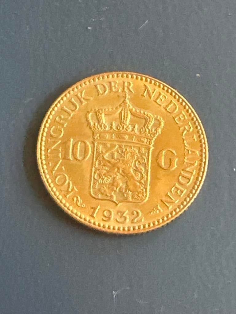 Gouden 10 Gulden Munt 1932 Koningin Wilhelmina, Ophalen, Goud, Koningin Wilhelmina, Losse munt