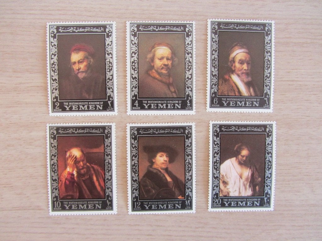 Yemen 1967 Rembrandt Paintings Postzegels, Ophalen of Verzenden, Postfris, Overige thema's