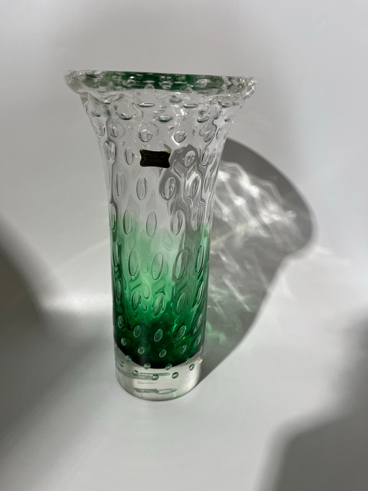 Egermann vaas met bubbeltjes - Groen glas, Antiek en Kunst, Antiek | Vazen, Ophalen