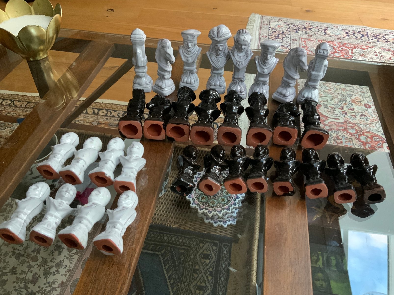 Vintage Keramisch Schaakspel Bustes, Jaren '70 Houten Kist, Ophalen of Verzenden, Zo goed als nieuw