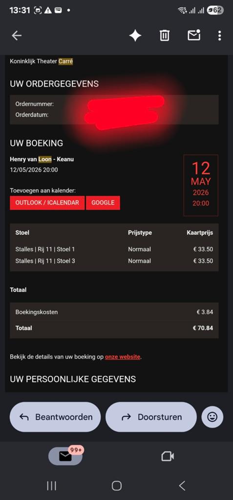 Henry van Loon 12 mei 20.00u in Carre, 2 kaarten!, Tickets en Kaartjes, Theater | Cabaret en Komedie, Twee personen, Mei