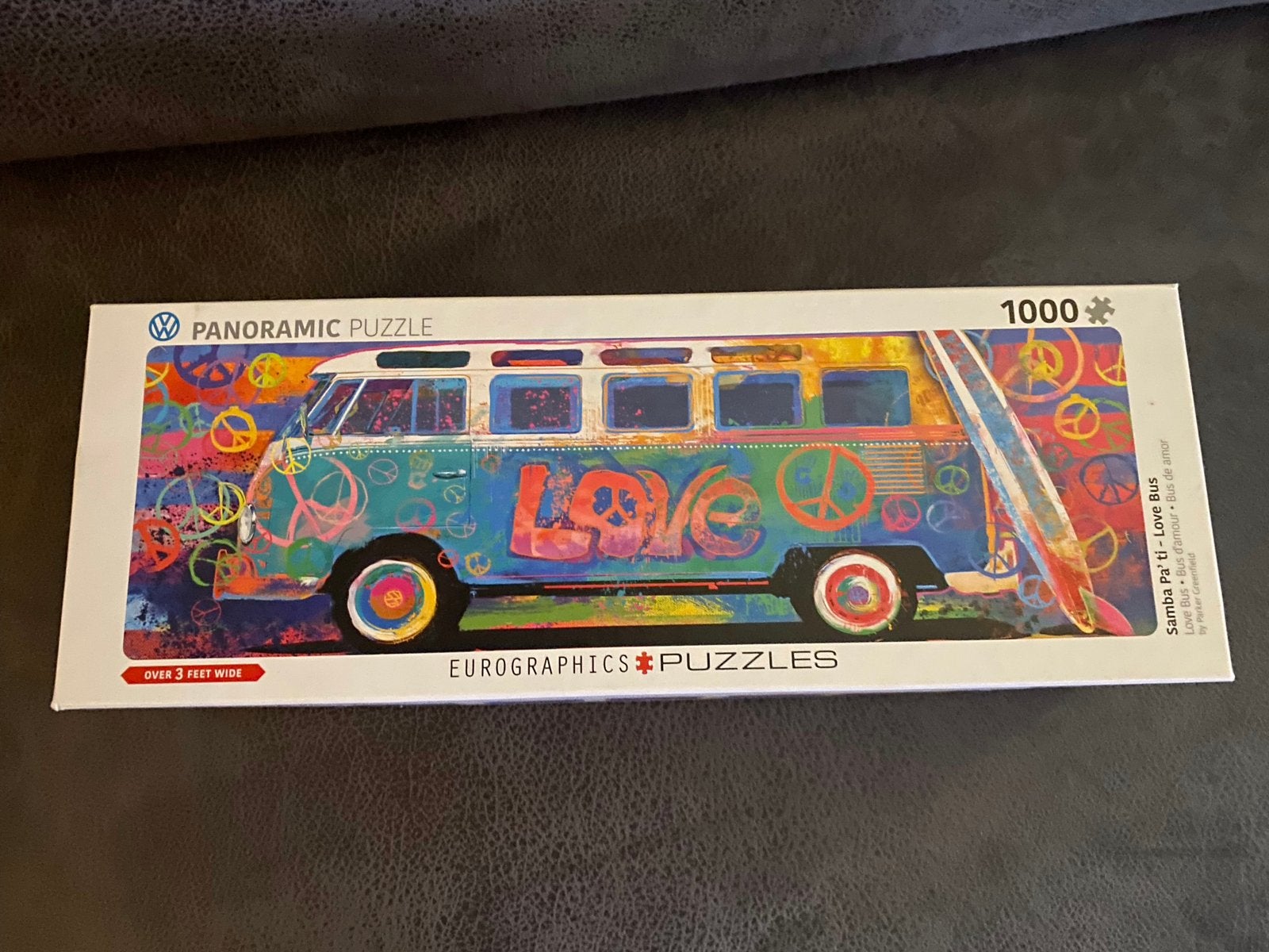Volkswagen Love Bus Panoramische Legpuzzel 1000 stukjes, Ophalen of Verzenden, 500 t/m 1500 stukjes, Zo goed als nieuw, Legpuzzel