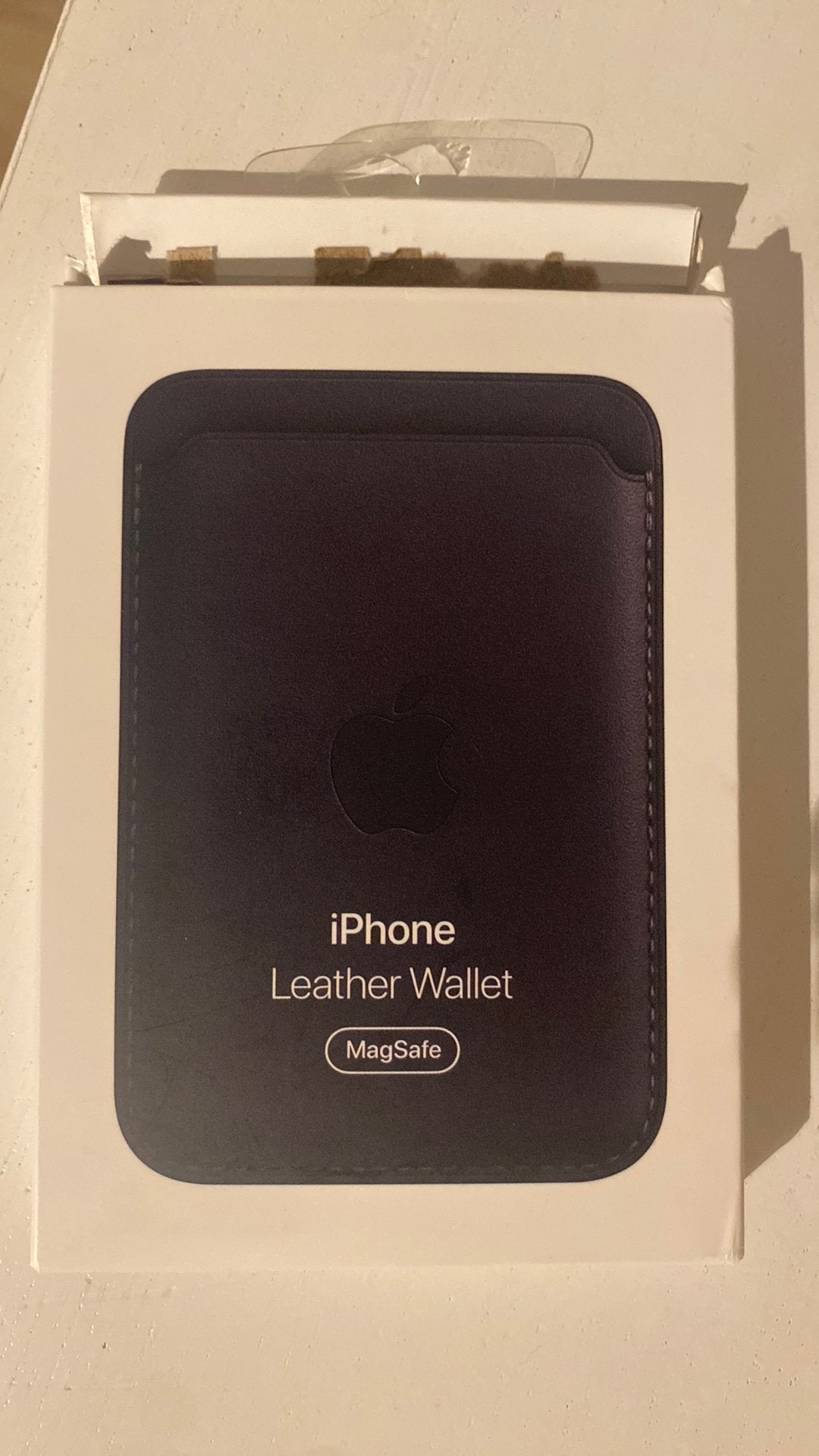 Apple leather wallet magsafe, Zwart, Verzenden, Kaarthouder, Zo goed als nieuw