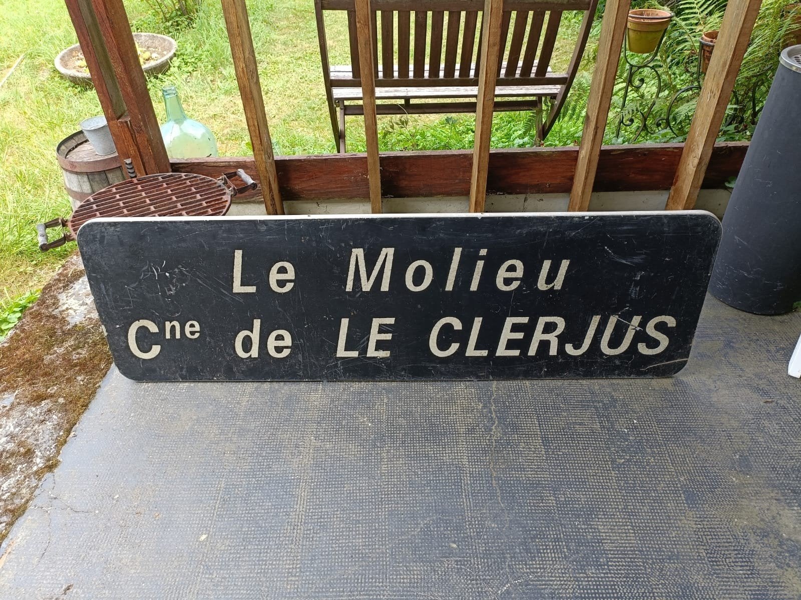 Vintage groot Frans plaatsnaambord jaren 50 Le Molieu, Ophalen