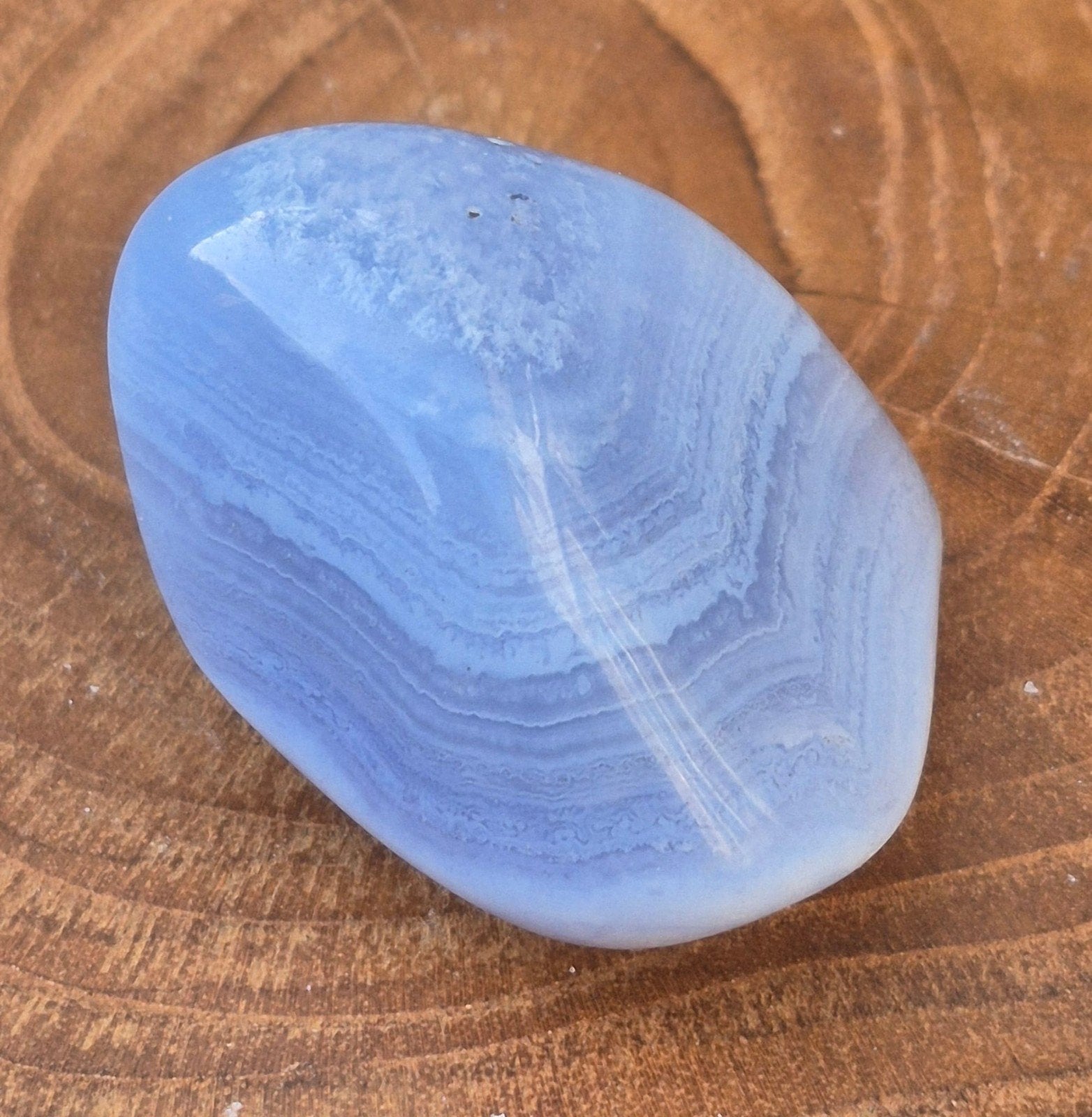 Blue lace agaat trommelsteen XL, Ophalen of Verzenden