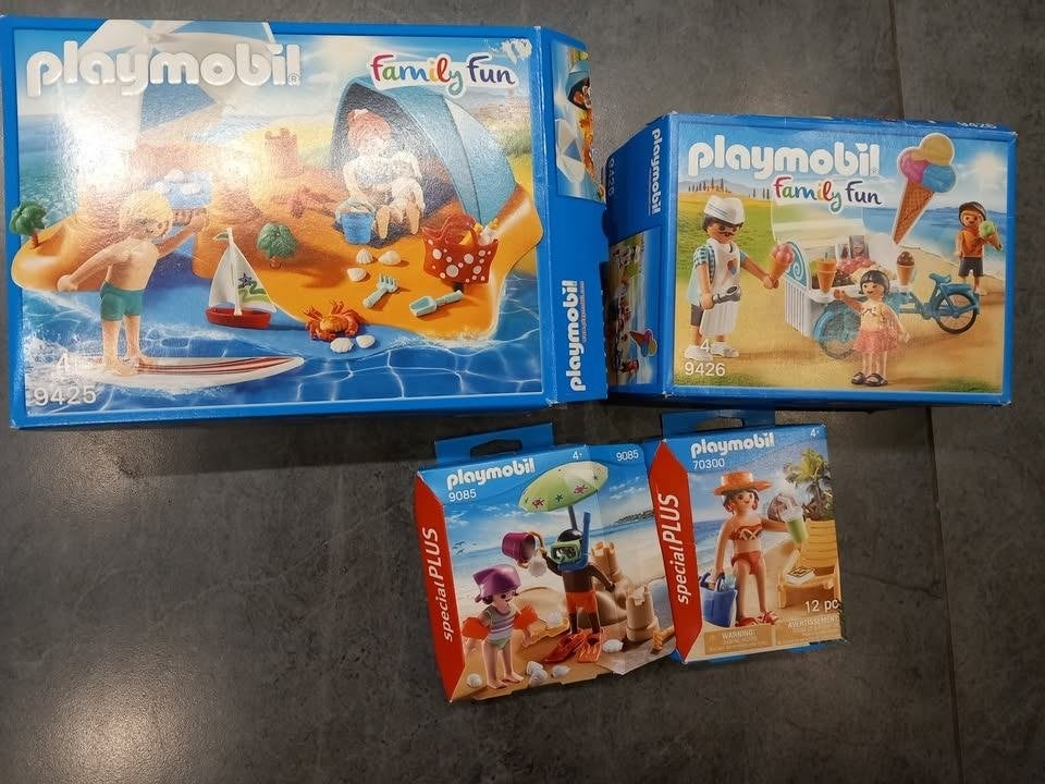 Playmobil 9085, 9425, 9426, 70300 strandsetjes, Gebruikt, Complete set, Overige typen, Family fun
