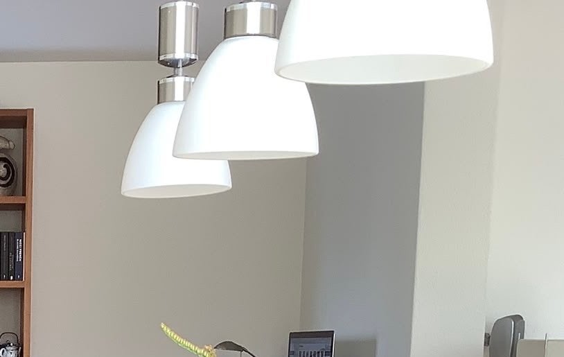 B+M Leuchten Moon II LED Pendelleuchte 3-flg. Nikkel mat, Ophalen, Zo goed als nieuw, Metaal, Overige fittingen