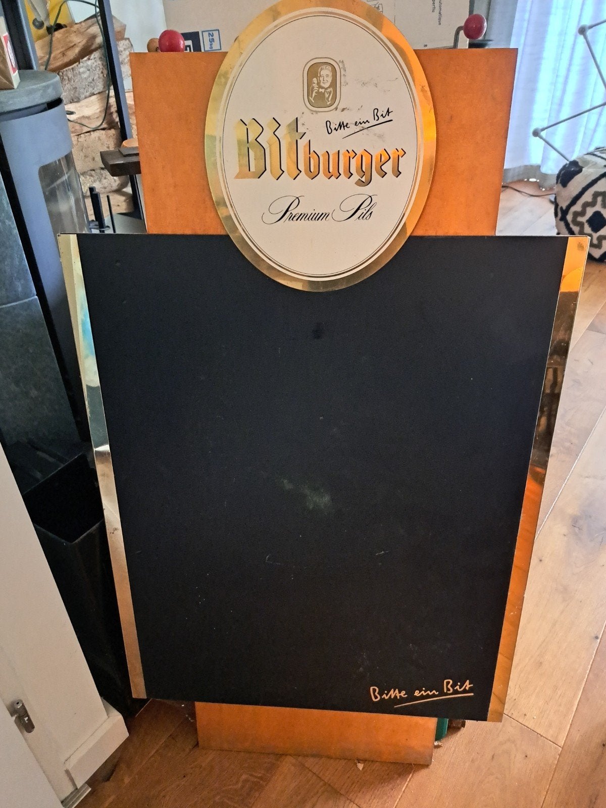Bitburger Premium Pils Krijtbord Reclamebord, Ophalen, Gebruikt, Reclamebord