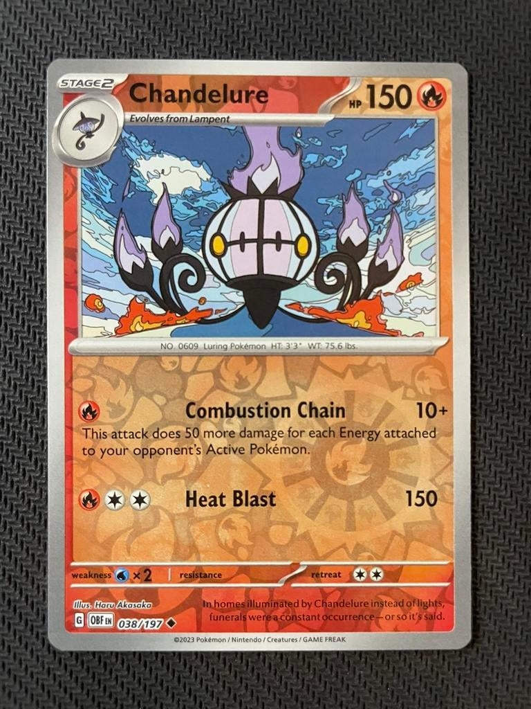Chandelure 038/197 Reverse Holo Obsidian Flames Packfresh, Ophalen of Verzenden, Zo goed als nieuw