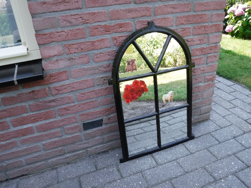 Mooie spiegel van stalraam., Ophalen, Minder dan 50 cm, Zo goed als nieuw, Minder dan 100 cm