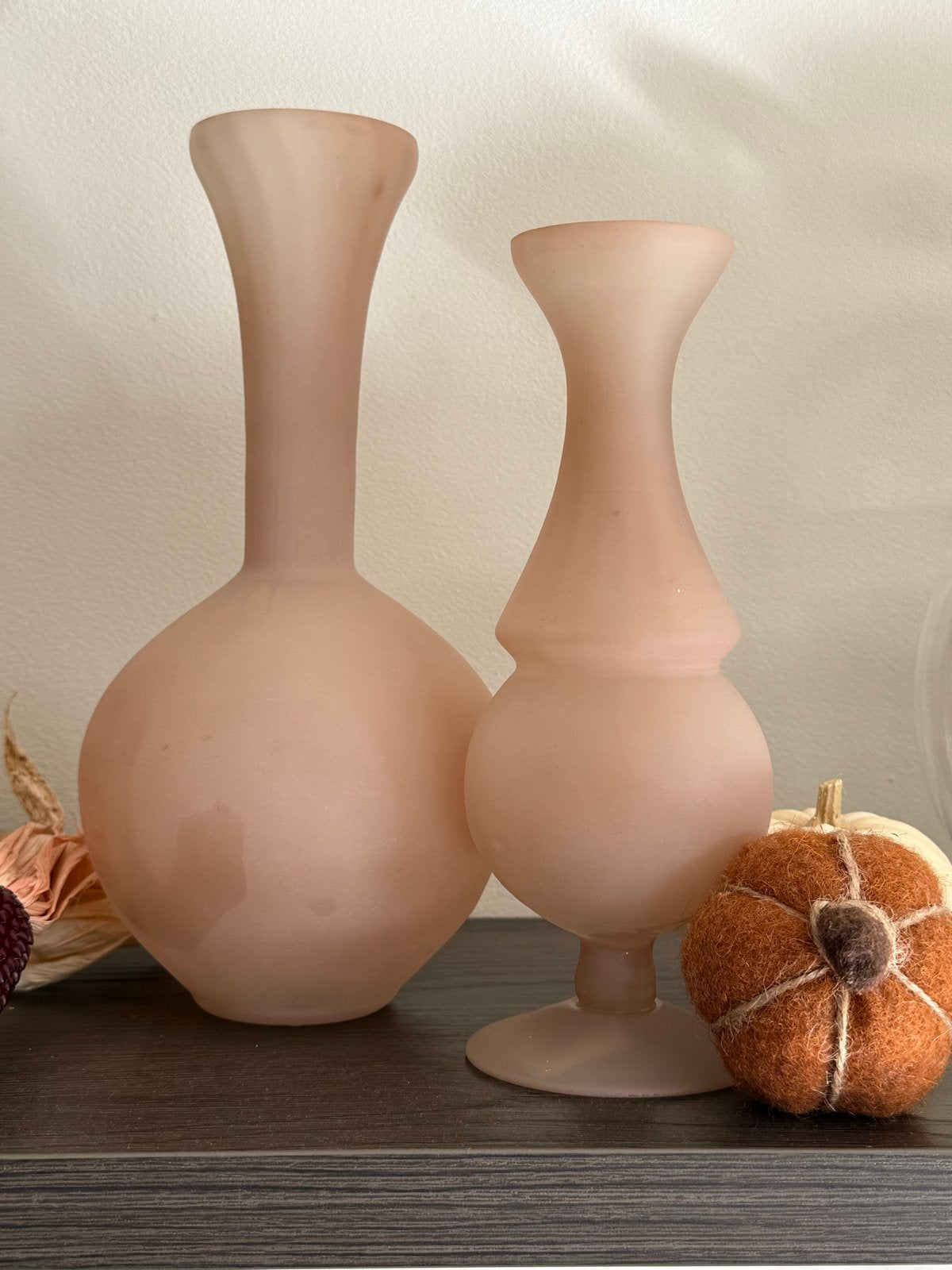 Set van 2 Mrs. Bloom mat roze glazen vazen (frosted glass), Ophalen of Verzenden