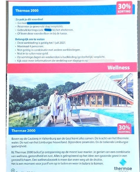 Thermae 2000 - 30% kortingscode, Tickets en Kaartjes, Drie personen of meer, Kortingsbon, Spa of Sauna