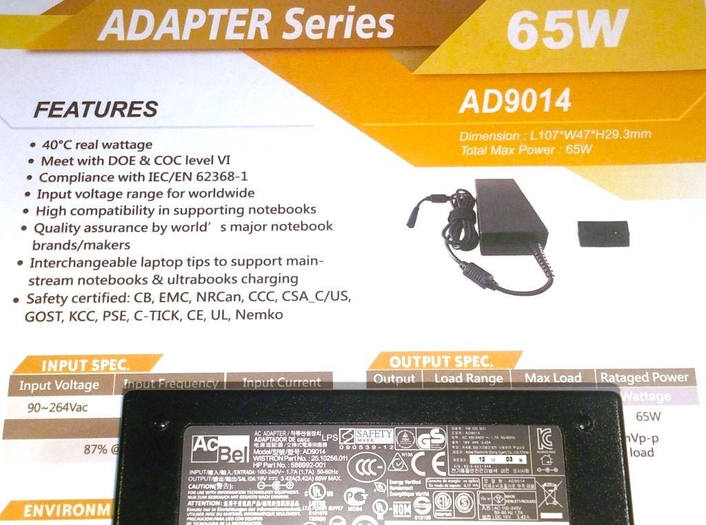 HP ACBEL AD-9014 19.5V 3.33A 3.42A 65W Ultrabook Spectre XT