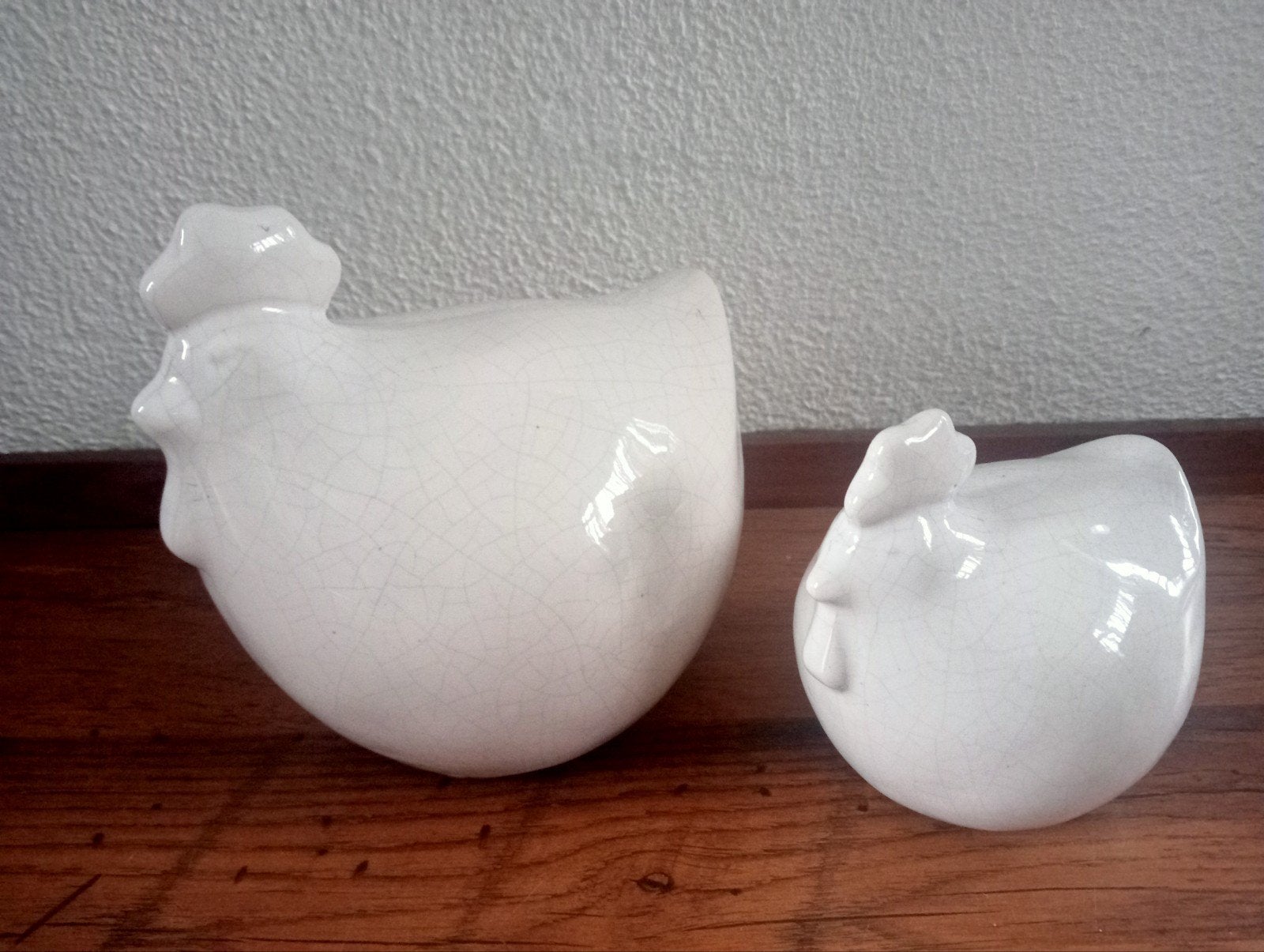 2 leuke witte stenen kippen, Ophalen of Verzenden, Zo goed als nieuw, Wit, Steen/keramiek