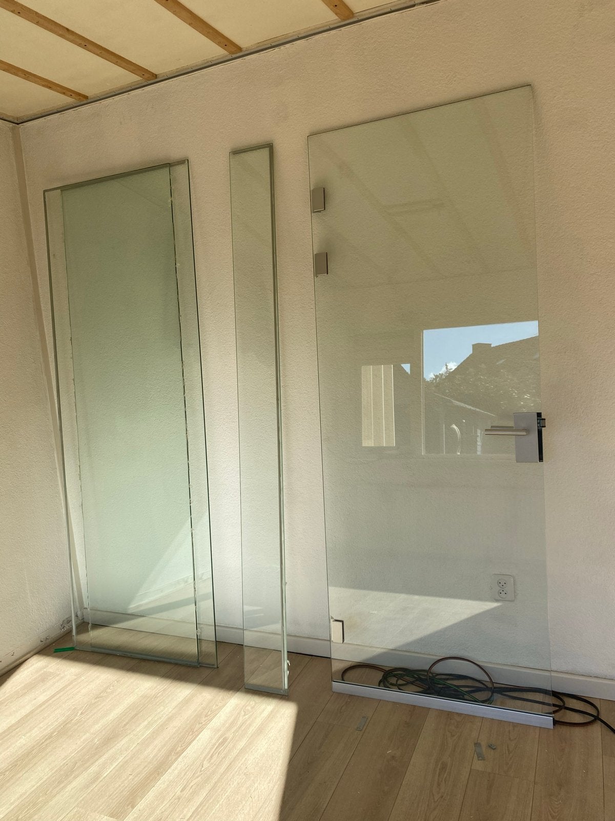 Glazen tussenwand met deur en panelen, Ophalen, Gebruikt, Overige typen, 160 cm of meer