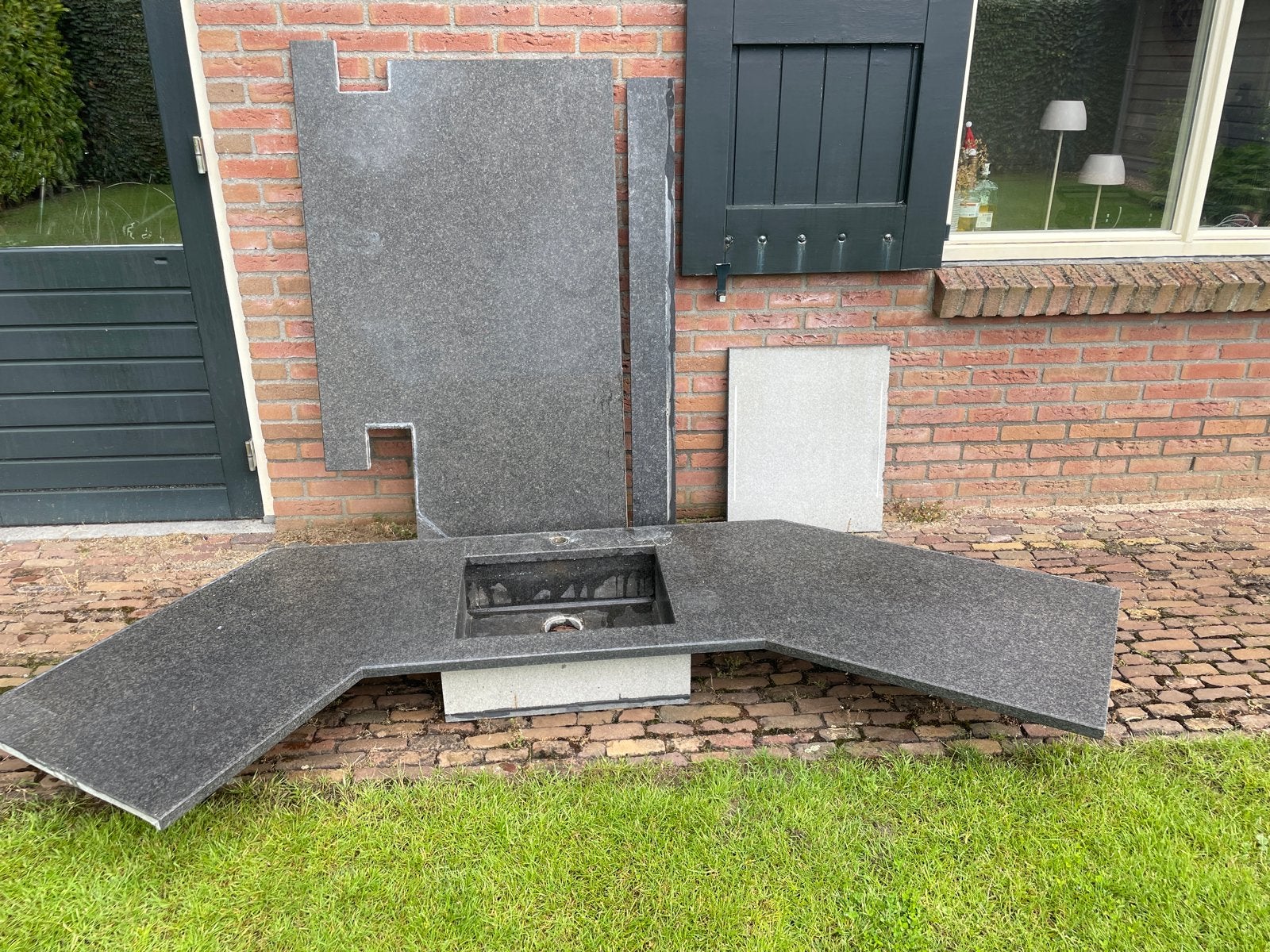 Granieten keukenblad met spoelbak - Gebruikt, Huis en Inrichting, Keuken | Complete keukens, Ophalen, Gebruikt, Overige typen