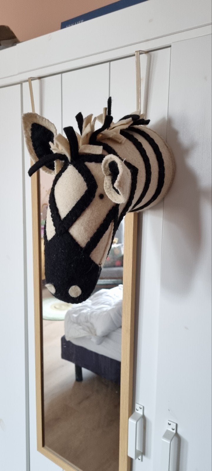 Kidsdepot Zebrahoofd Wanddecoratie van Vilt, Zwart, Overige stijlen, Ophalen of Verzenden, Zo goed als nieuw