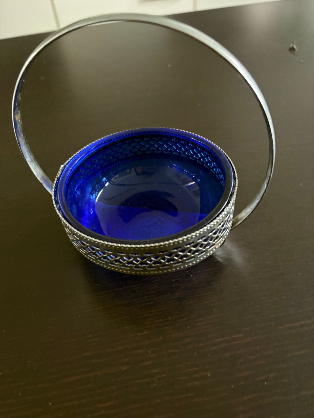 Kobaltblauwe vintage Suikerpot of bonbonnière, Antiek en Kunst, Ophalen of Verzenden