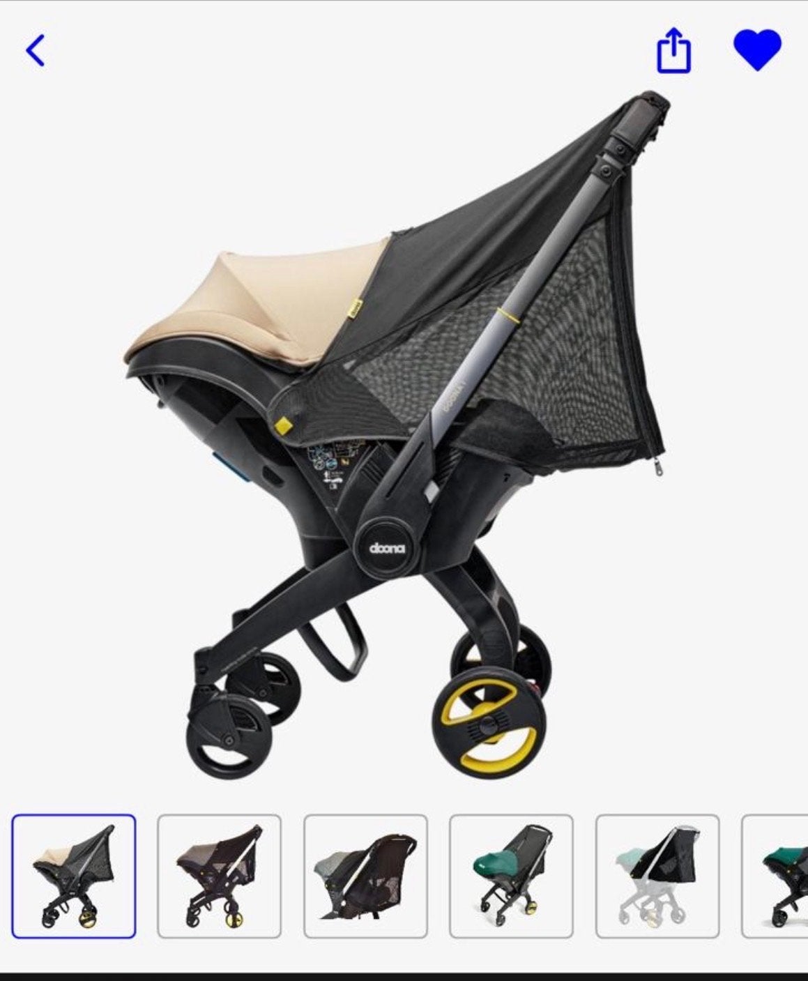 Doona zonnescherm en muskietennet, Ophalen of Verzenden, Zo goed als nieuw, Kinderwagen, Overige merken