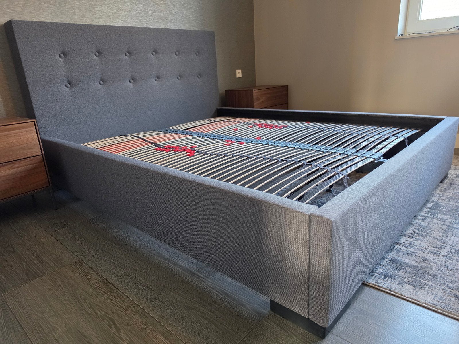 Swiss Sense bedframe & lattenbodem 160x200 grijs, Huis en Inrichting, Ophalen, Tweepersoons, Zo goed als nieuw, 200 cm