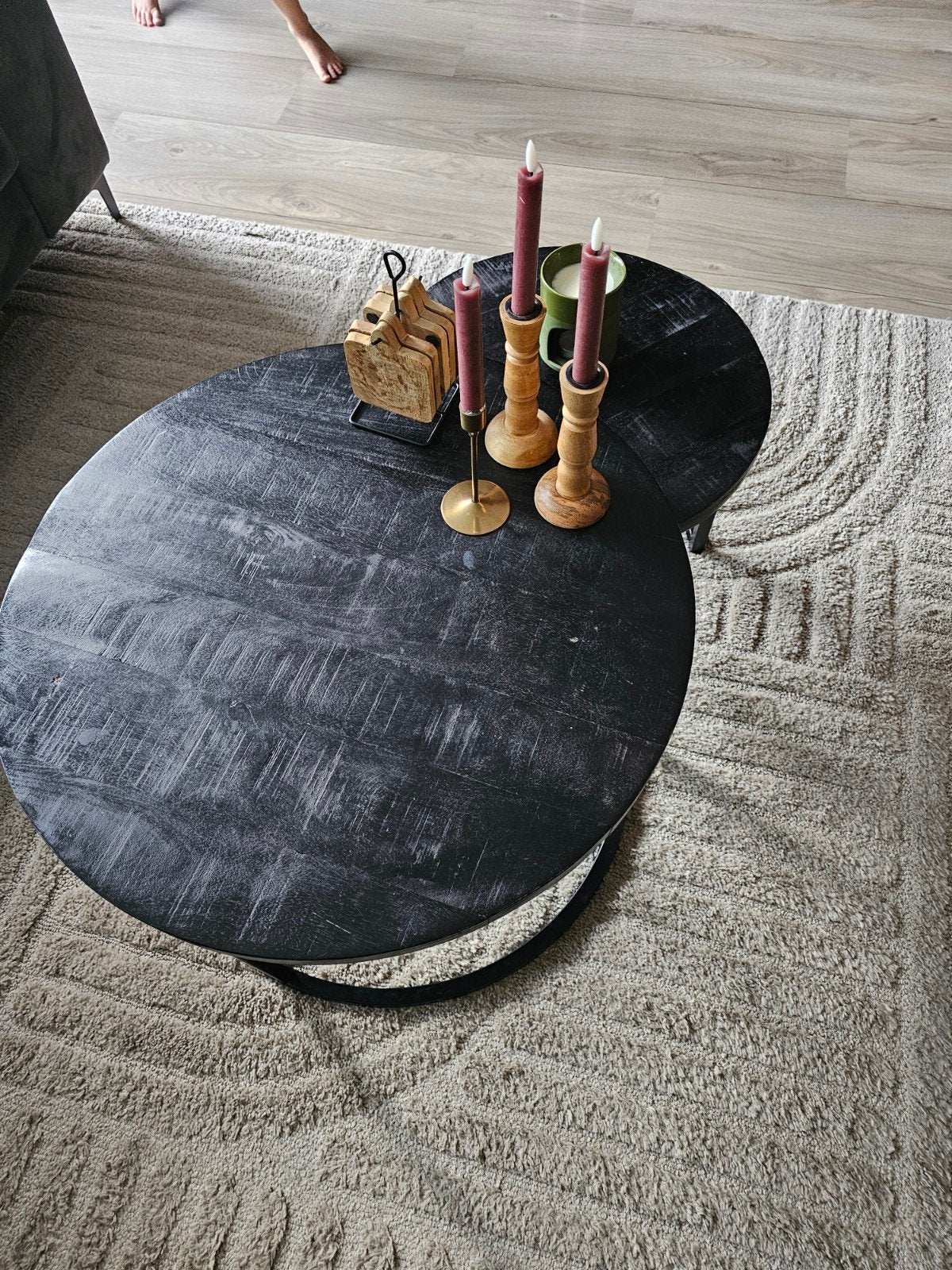 3 delig salon tafel, Ophalen, 50 tot 100 cm, Rond, 50 tot 100 cm