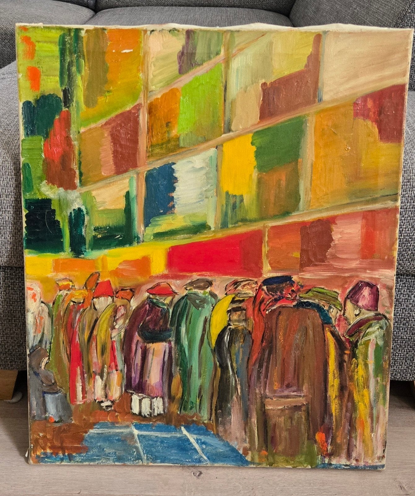Schilderij van Henk Vos - Kleurrijk Abstract Tafereel, Antiek en Kunst, Ophalen