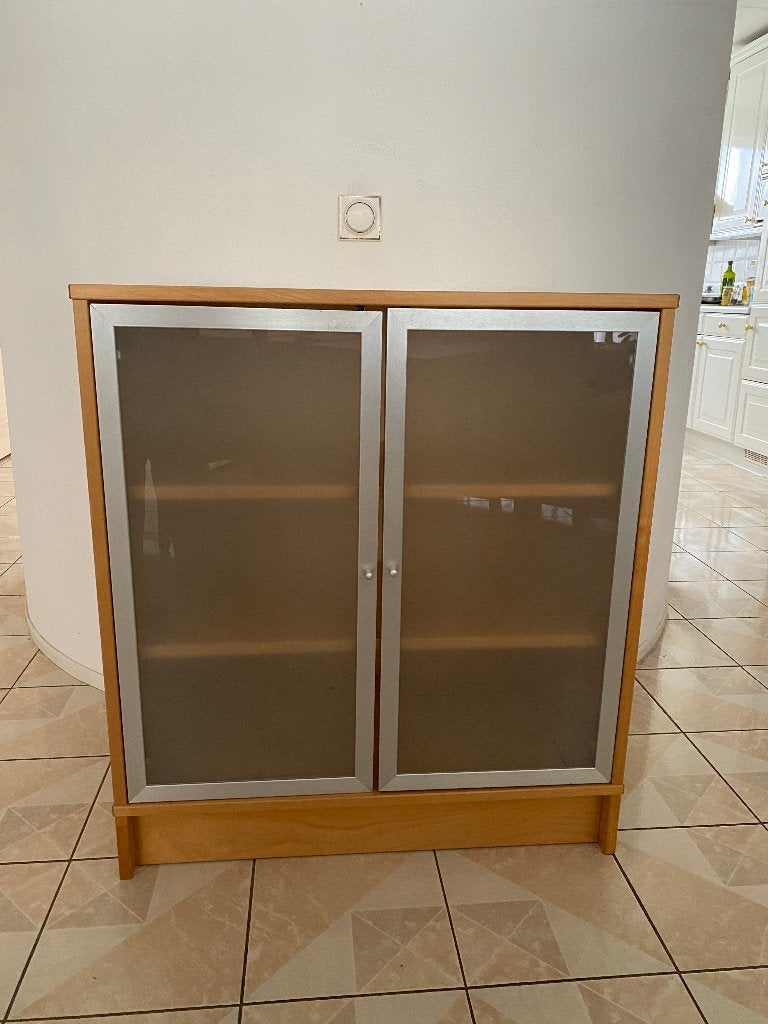 Kast met glazen deuren,, Gebruikt, 25 tot 50 cm, Eikenhout, 50 tot 100 cm