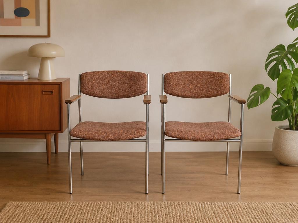 Set van 2 Vintage Stoelen met Nieuwe Bekleding, Ophalen of Verzenden