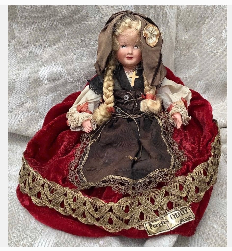 Antieke pop petitcollin Cybelle uit Frankrijk 1920-1950, Verzamelen, Poppen, Ophalen of Verzenden, Zo goed als nieuw, X, Pop