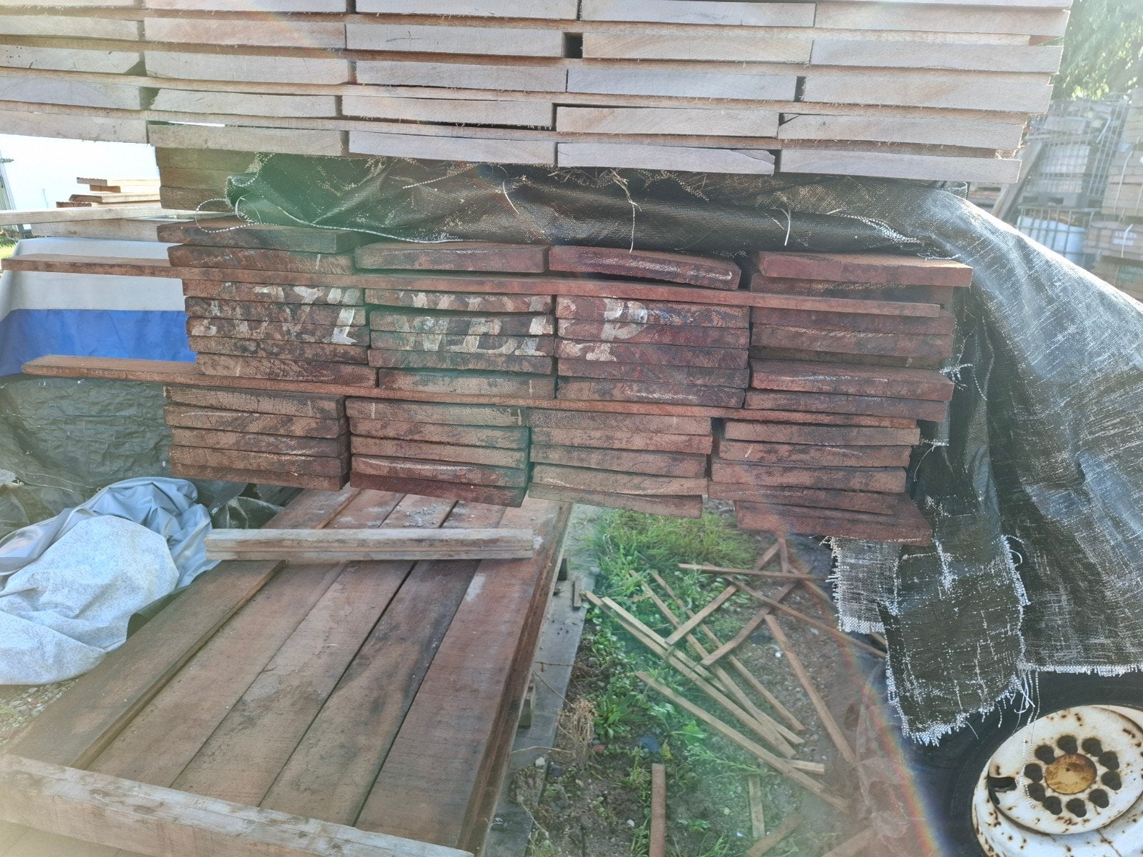 partij hardhout beschoeiing planken 46 st 250x20 bezorgen mo, Ophalen, Planken, Nieuw, Hardhout